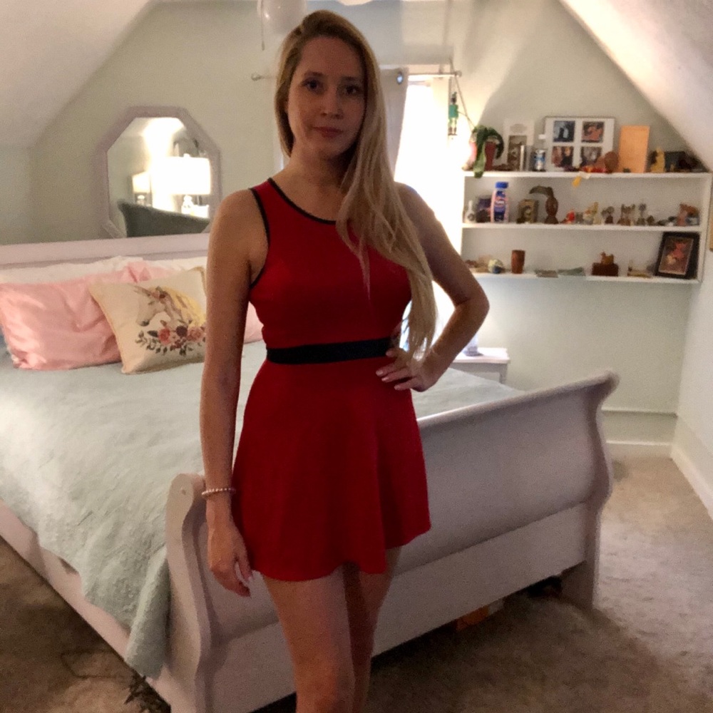 Red for and flair with cross cross back